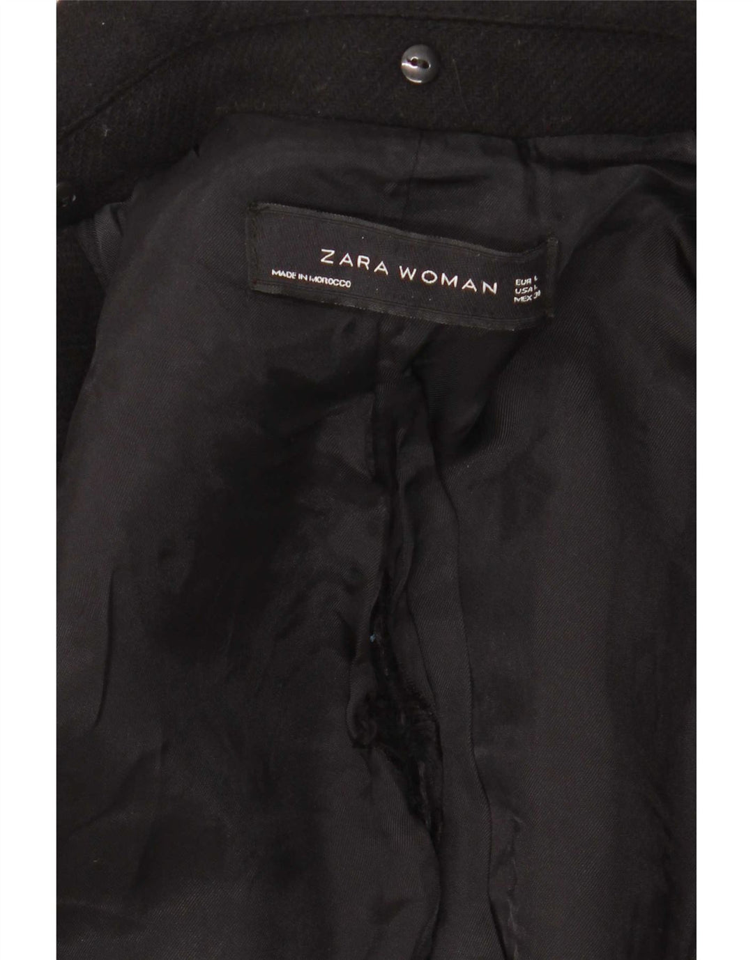 Zara Mujer Abrigo Reino Unido 44 Grande Negro