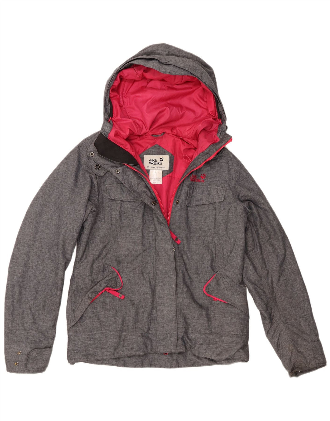 Jack Wolfskin Chaqueta cortavientos con capucha para mujer UK 10 Small Grey Poliéster