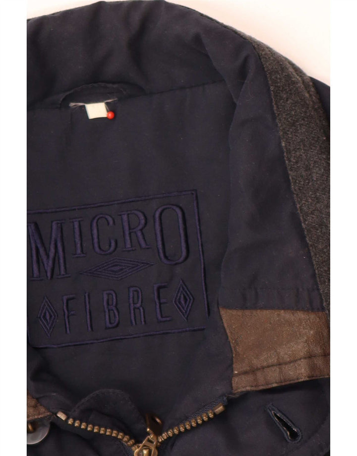Vintage hombres cortavientos abrigo Reino Unido 38 medio azul marino colorblock poliéster