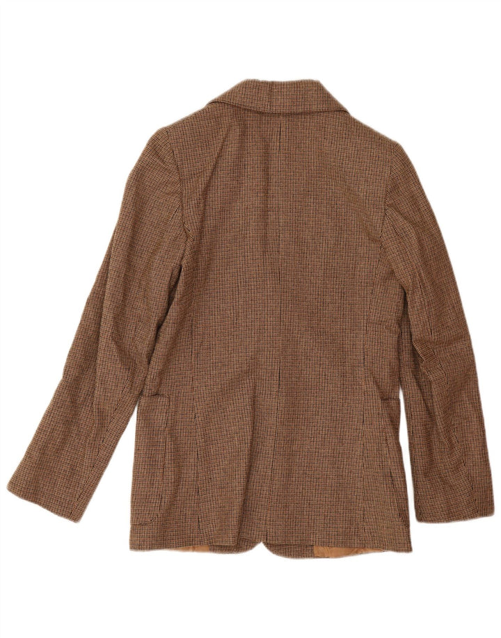 Vintage mujer 2 botones Blazer chaqueta IT 42 pata de gallo marrón medio