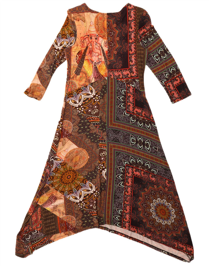 Desigual Vestido maxi de manga 3/4 para mujer UK 44 Grande Viscosa multicolor