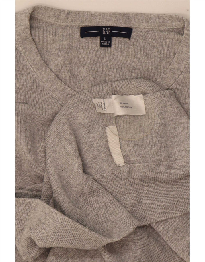 Gap Suéter tipo jersey con cuello y botones en la parte delantera con volantes para mujer UK 44 Algodón gris grande