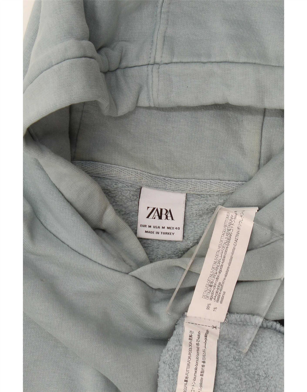 Zara Hombre Sudadera Con Capucha Jersey Azul Medio Algodón