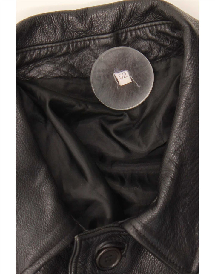 Chaqueta de cuero vintage para hombre IT 52 XL cuero negro