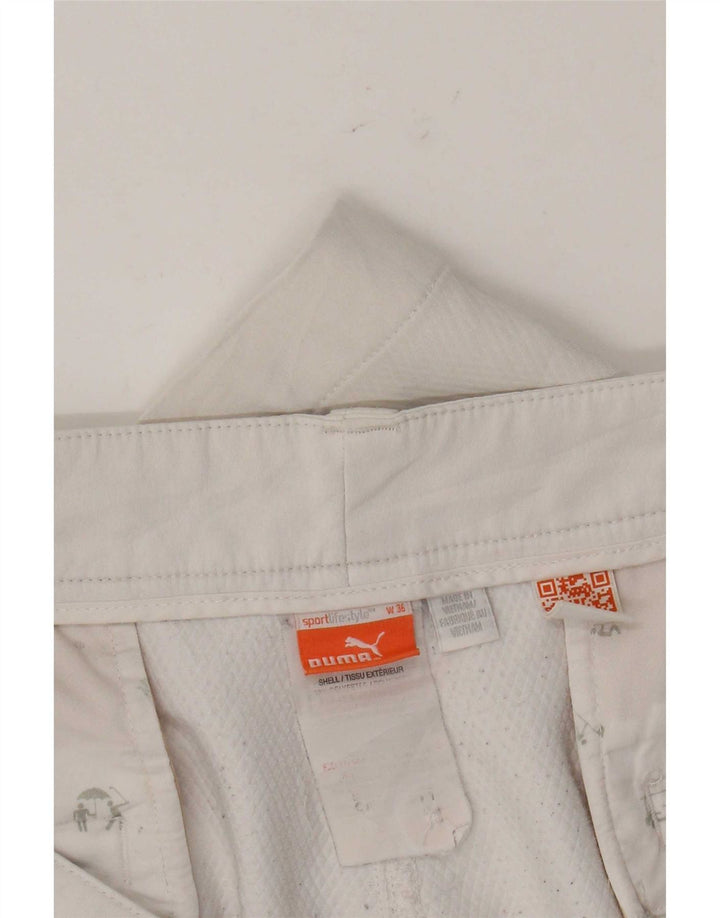 Puma Pantalones cortos chinos para hombre W36 poliéster blanco grande