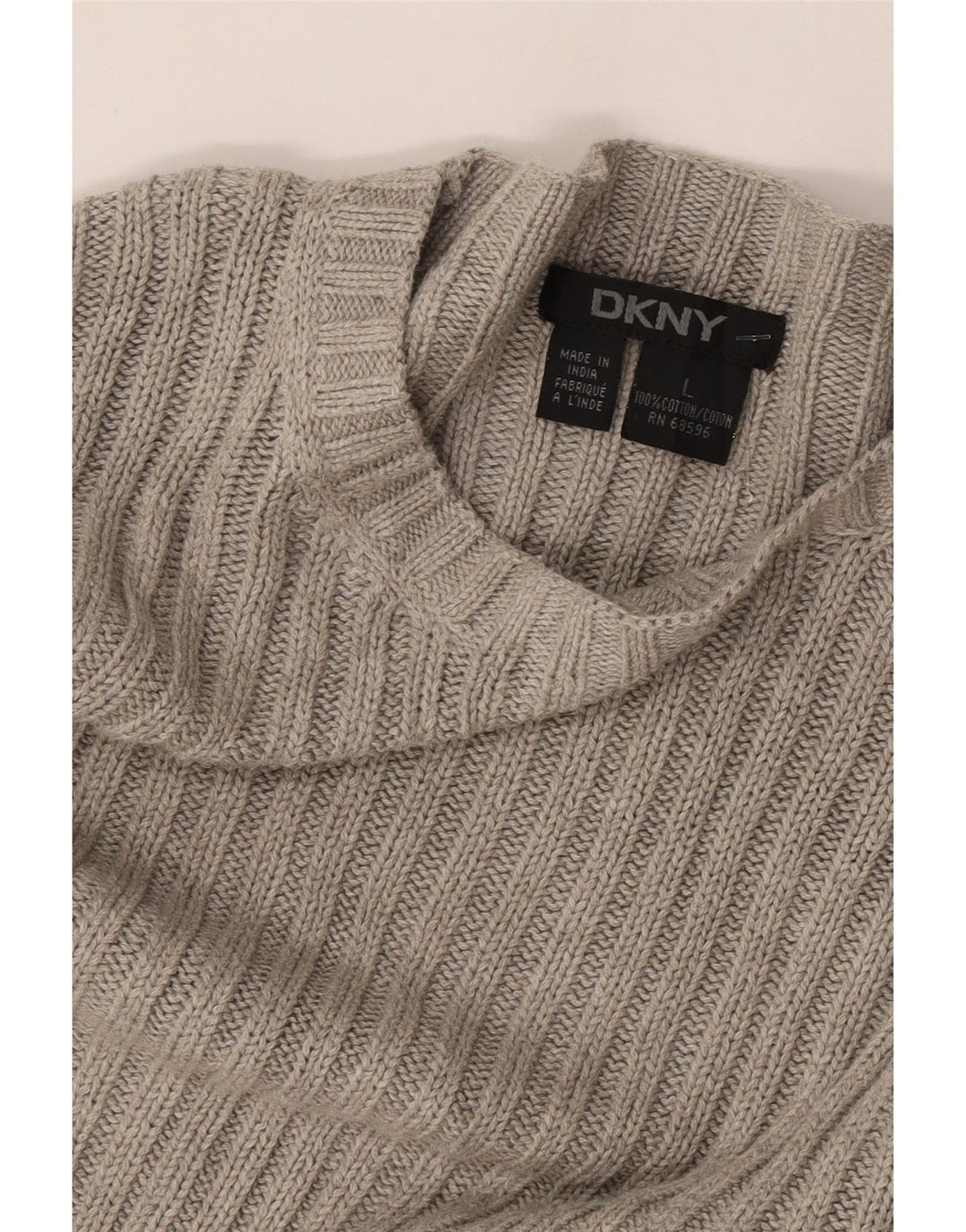 DKNY Suéter tipo jersey para mujer con cuello barco Reino Unido 46 Algodón gris grande