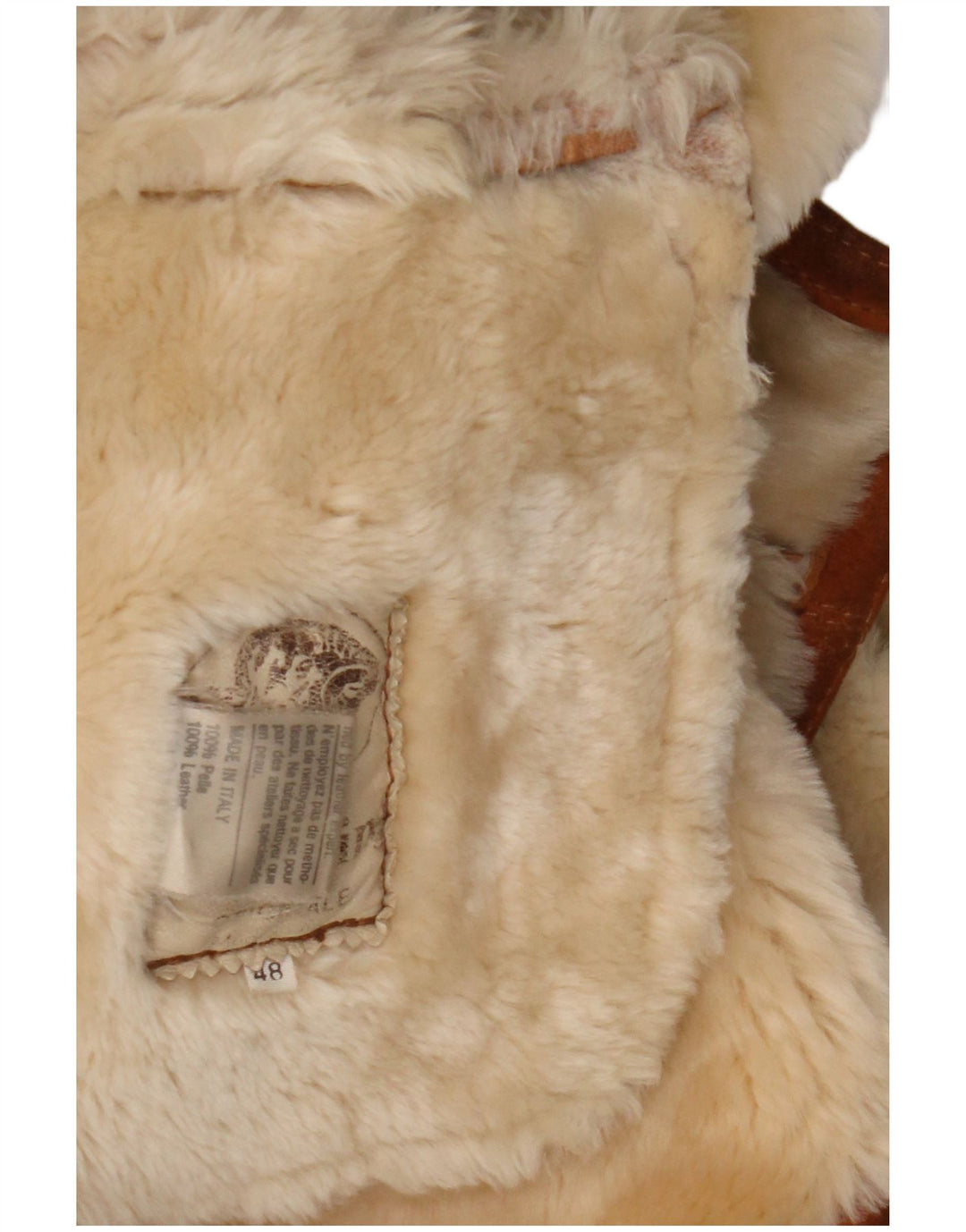 Vintage mujer suelta ajuste shearling abrigo IT 48 XL cuero marrón