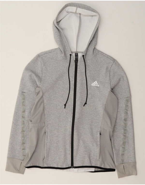 Adidas Sudadera con capucha y cremallera para mujer Reino Unido 16/18 Grande Gris Algodón