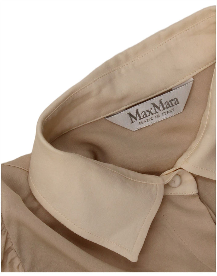 Max Mara Blusa tipo camisa para mujer UK 10 Small Beige Colorblock