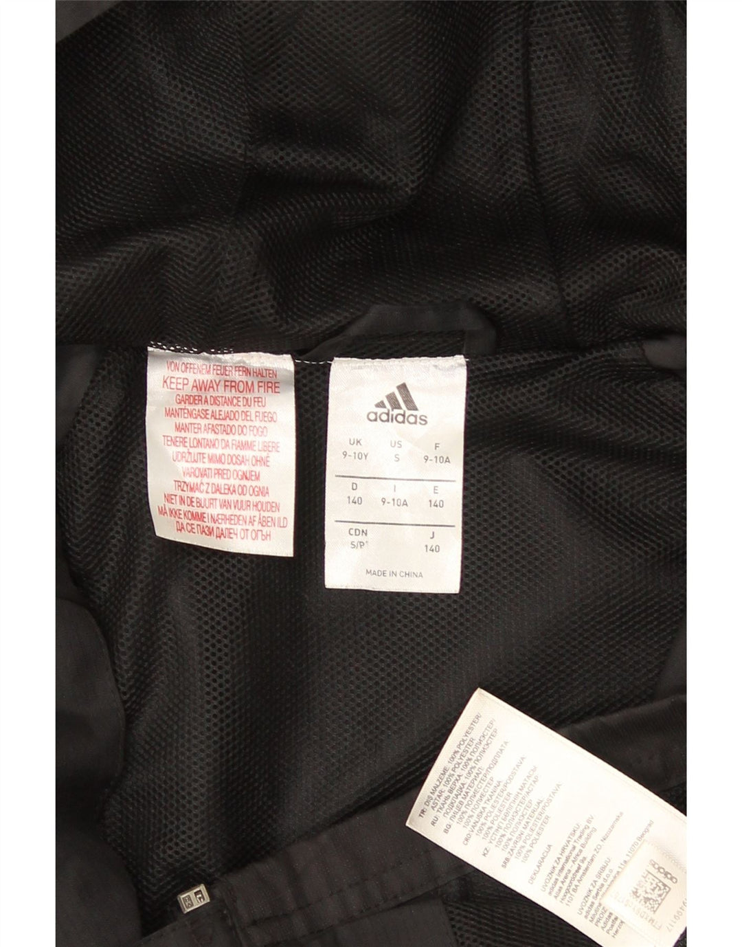 Adidas Chubasquero con capucha para niño 9-10 años Negro Poliéster