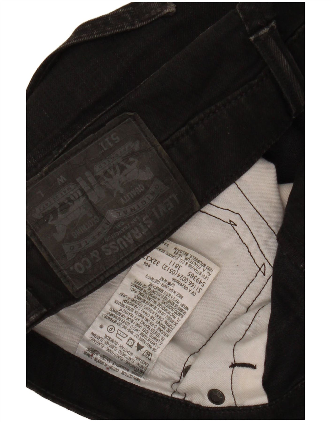 LEVI'S Mujer 511 Slim Jeans W32 L30 Algodón Negro