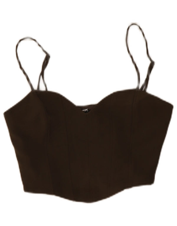 Zara Mujer Crop Cami Top UK 42 Marrón Medio