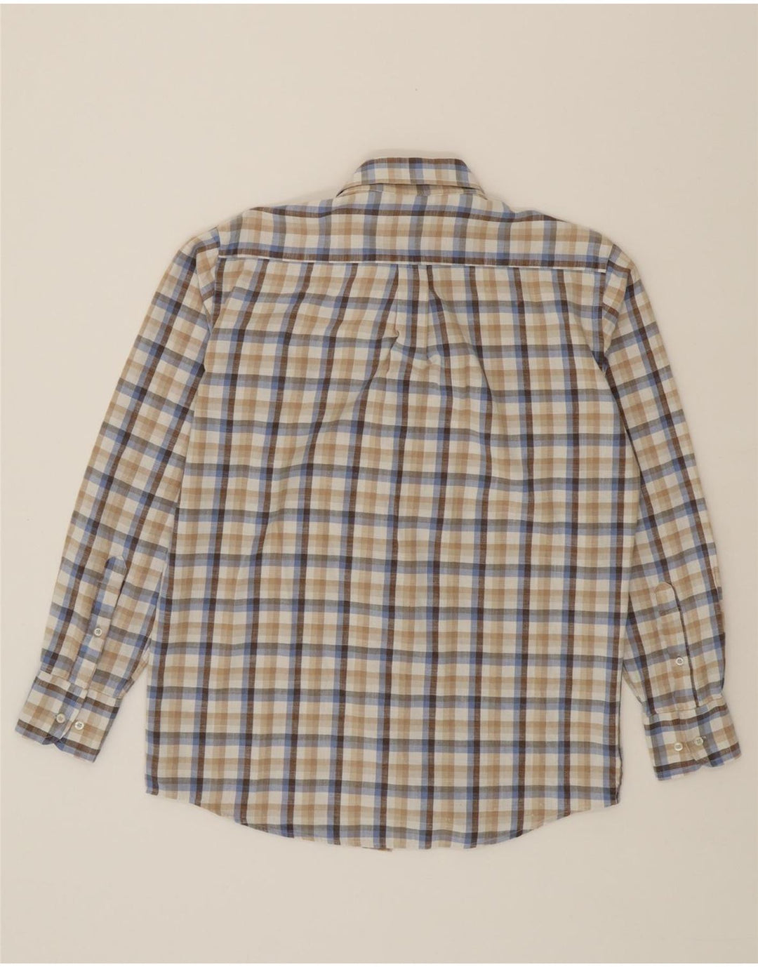 LOTTO Mens Shirt Size 41/42 Large Beige Check Cotton Vintage Lotto and Second-Hand Lotto from Messina Hembry 