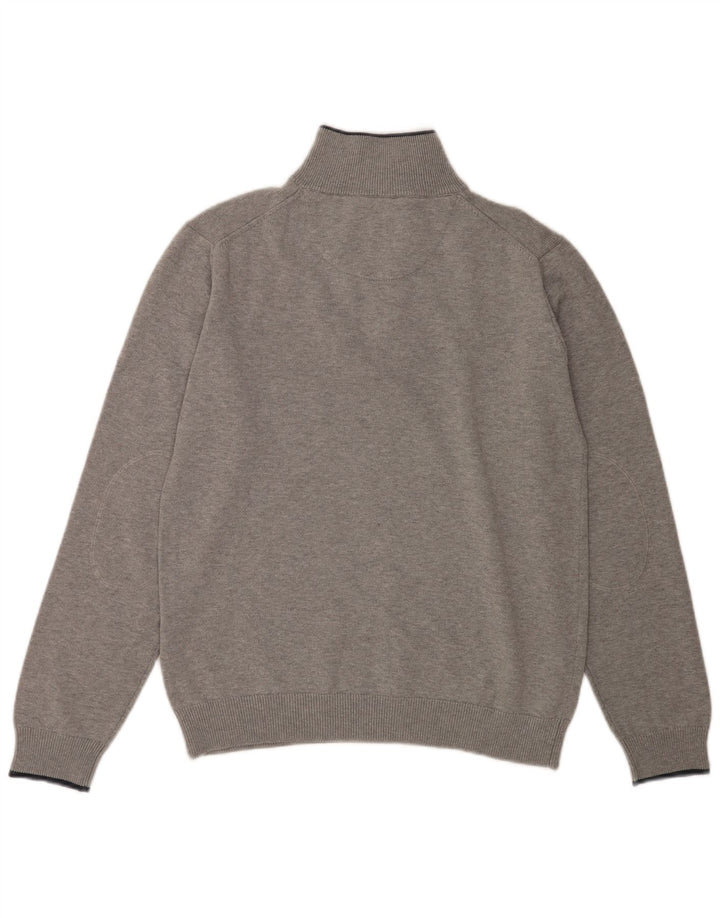 Gant Jersey con cuello y cremallera para hombre, talla grande, algodón gris