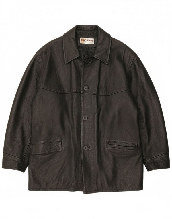 Vintage chaqueta de cuero para hombre Reino Unido 40 cuero negro grande