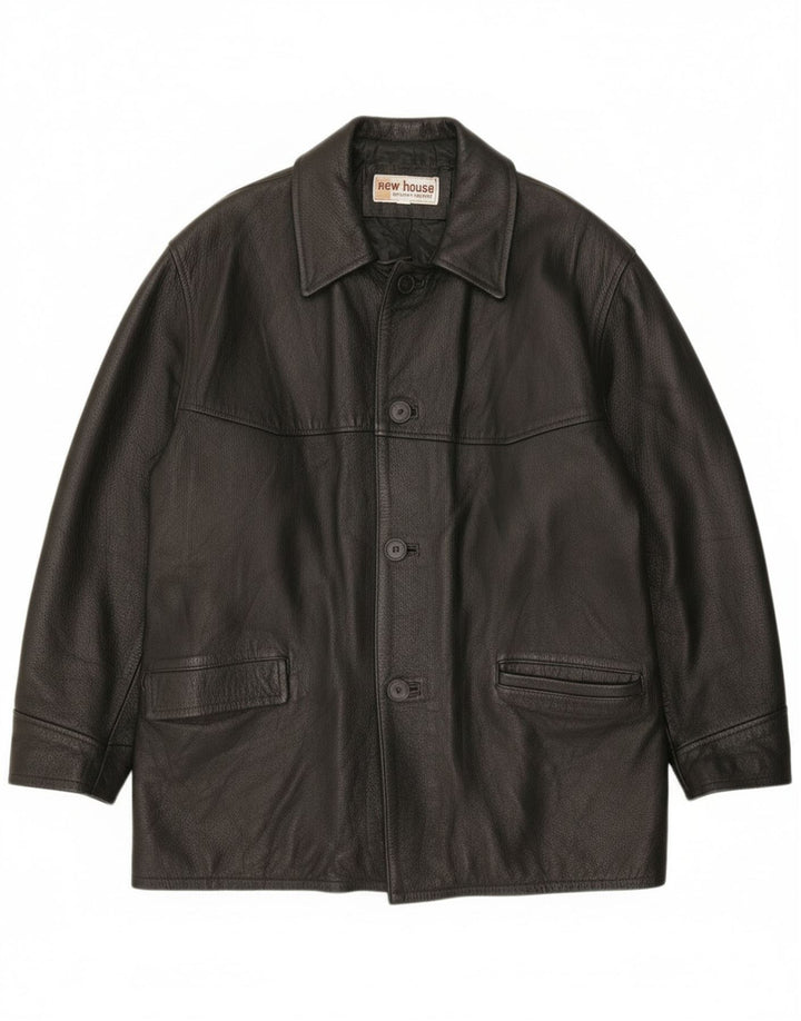 Vintage chaqueta de cuero para hombre Reino Unido 40 cuero negro grande