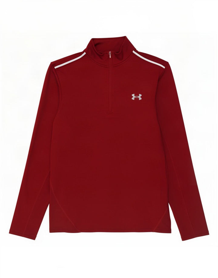 Under Armour Hombre Zip Neck Jersey Chándal Top Medium Borgoña