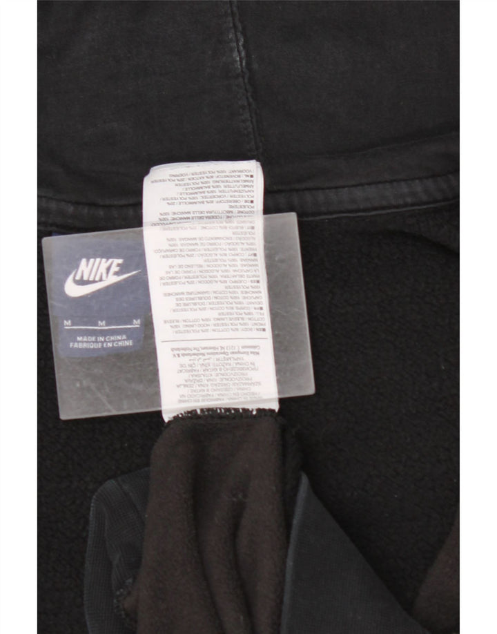 NIKE Sudadera con capucha y cremallera para hombre, algodón negro mediano