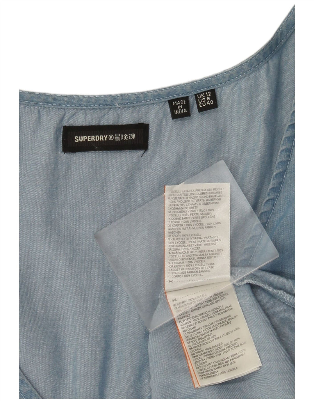 Superdry Vestido Acampanado para Mujer UK 42 Lyocell Azul Medio