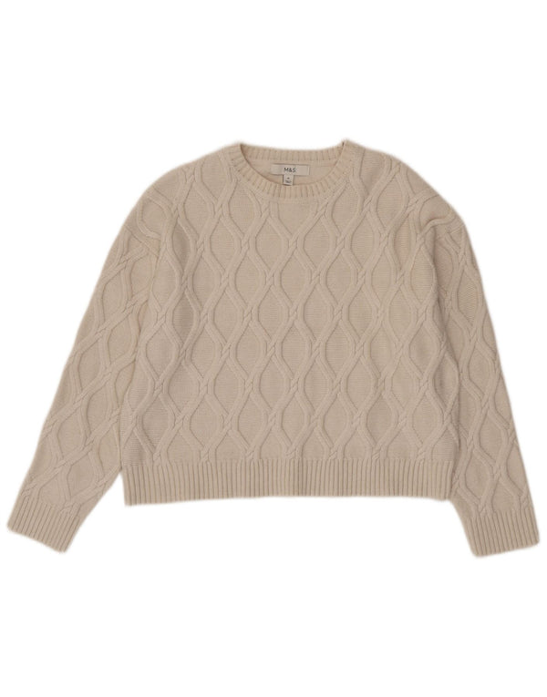Marks & Spencer Suéter Corto con Cuello Barco para Mujer UK 44 Medium Beige