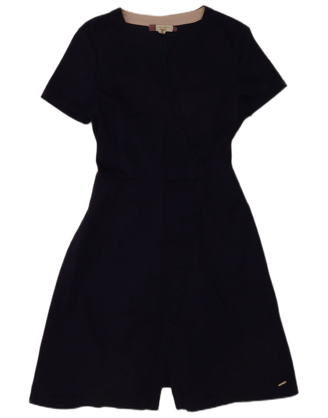 Ted Baker Vestido Acampanado para Mujer Talla 3 Mediano Azul Marino Algodón