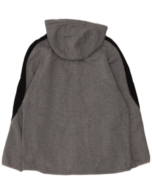 Puma Sudadera con capucha y cremallera para hombre, talla grande, gris, color block, deportiva