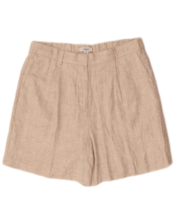 Marks & Spencer Pantalones cortos chinos para mujer UK 14 Large W32 Beige Linen