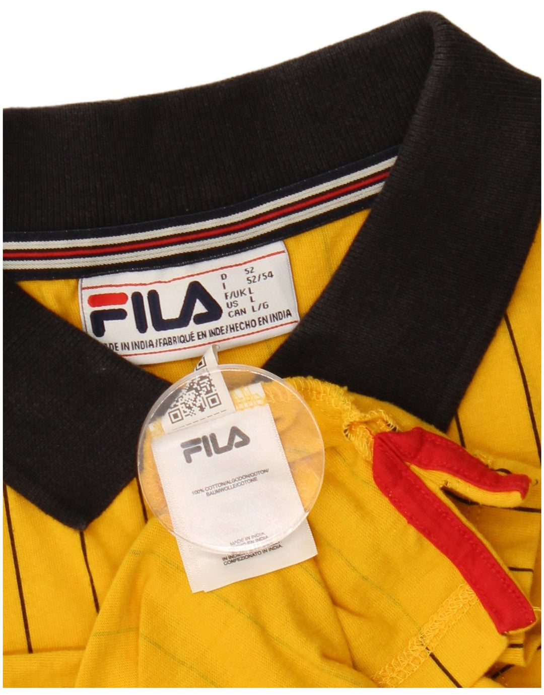FILA Polo para hombre de algodón a rayas amarillas grandes