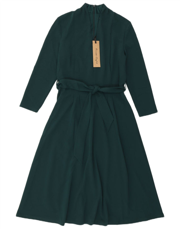 Phase Eight Vestido acampanado de manga 3/4 para mujer UK 42 Poliéster verde medio