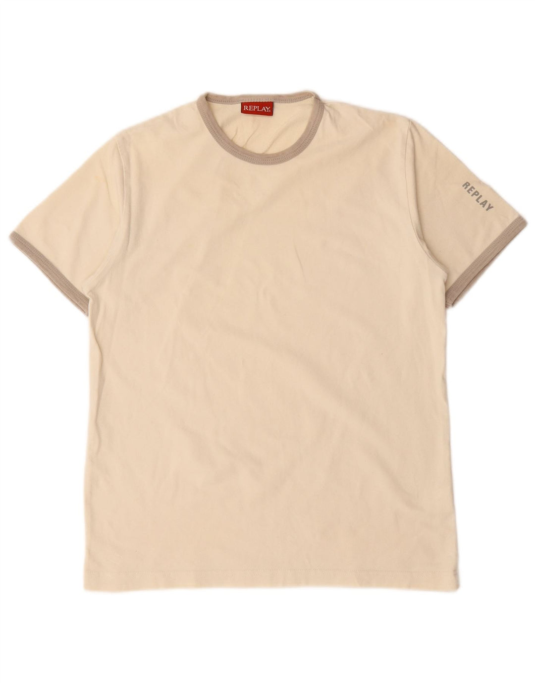 Replay Camiseta para mujer Top UK 12 Medium Off White
