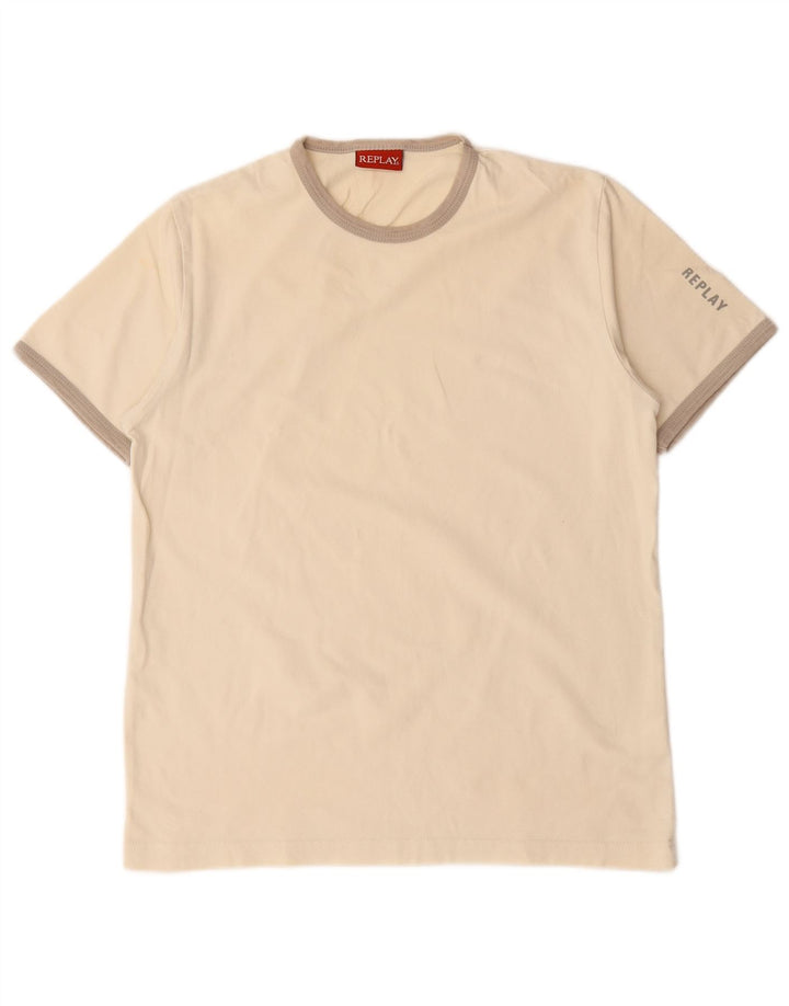 Replay Camiseta para mujer Top UK 12 Medium Off White