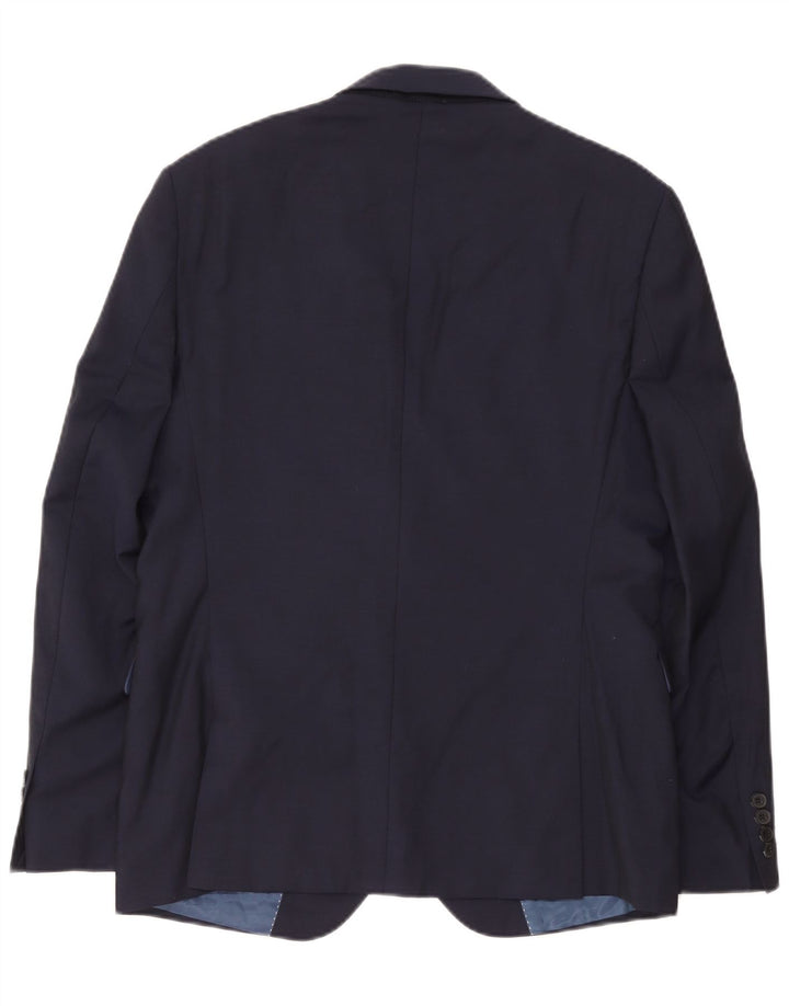 Dkny Chaqueta tipo blazer de 2 botones para hombre IT 52 XL Lana azul marino