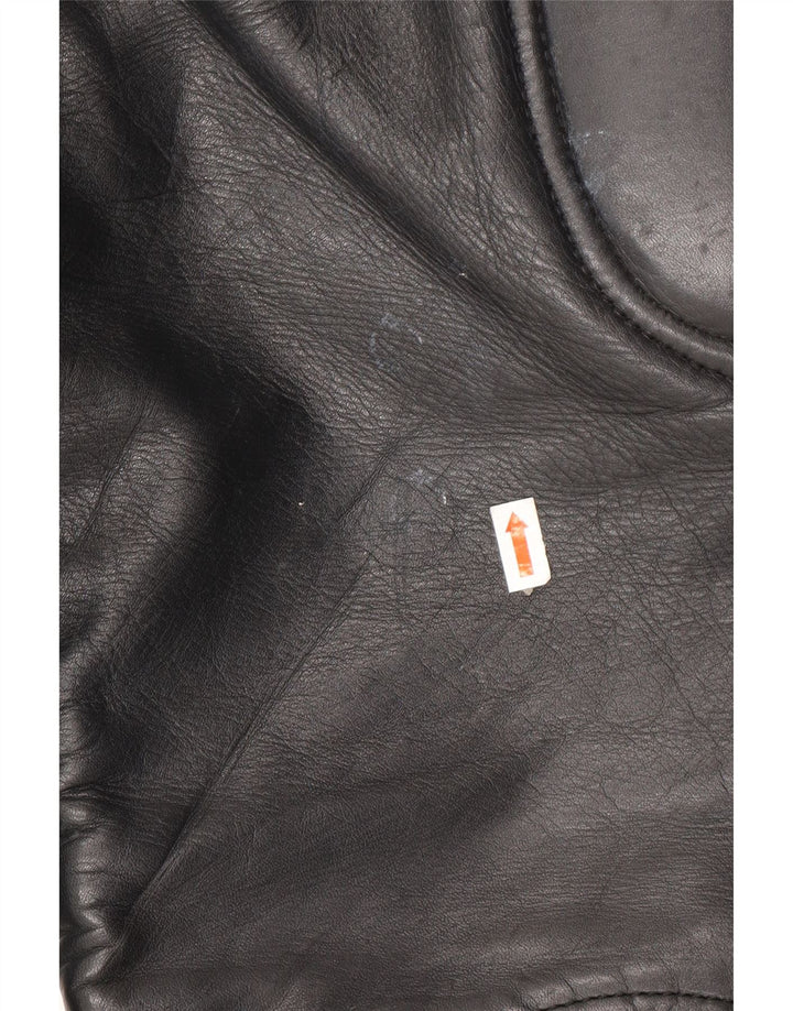 VINTAGE Pantalones de cuero biker para hombre W32 L23 Negro