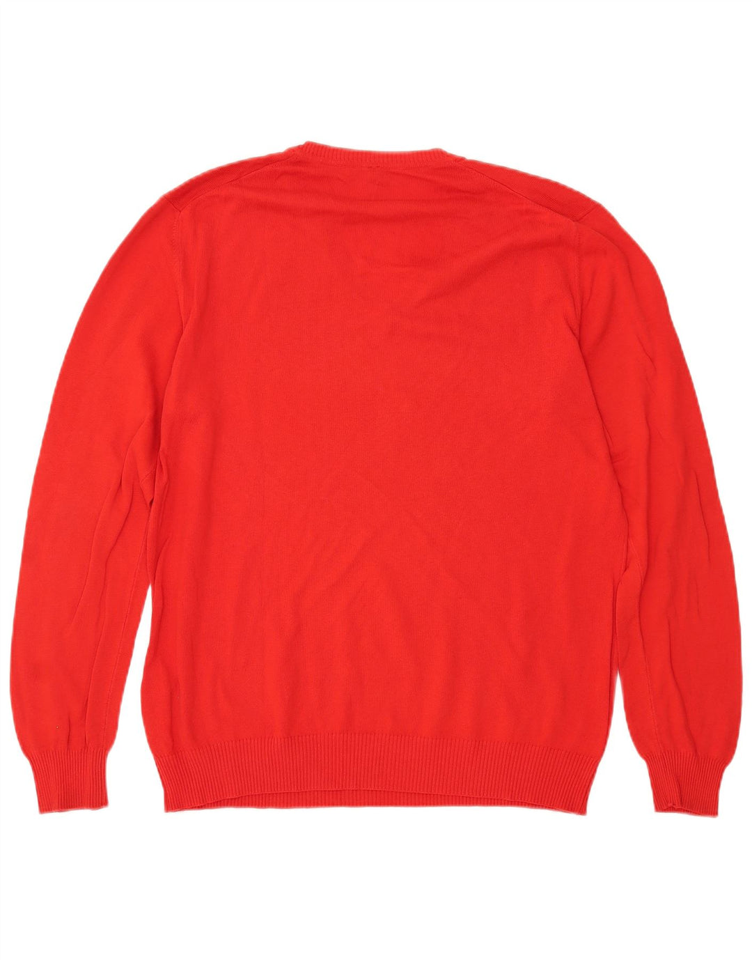 BENETTON Suéter con cuello en V para mujer UK 46 Grande Algodón rojo