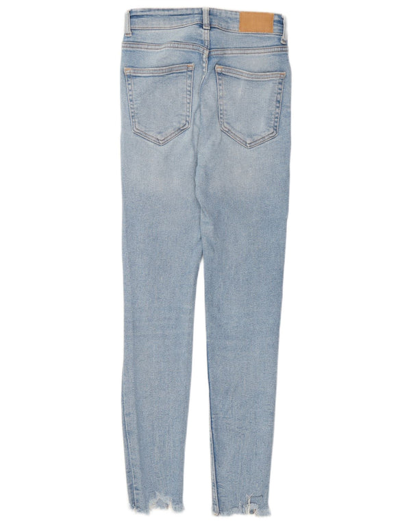 Zara Vaqueros pitillo desgastados para mujer EU 36 XS W26 L27 Algodón azul