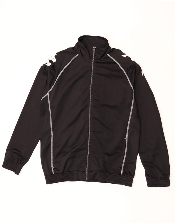 Kappa Mens Graphic Chándal Top Chaqueta Grande Negro Colorblock Poliéster