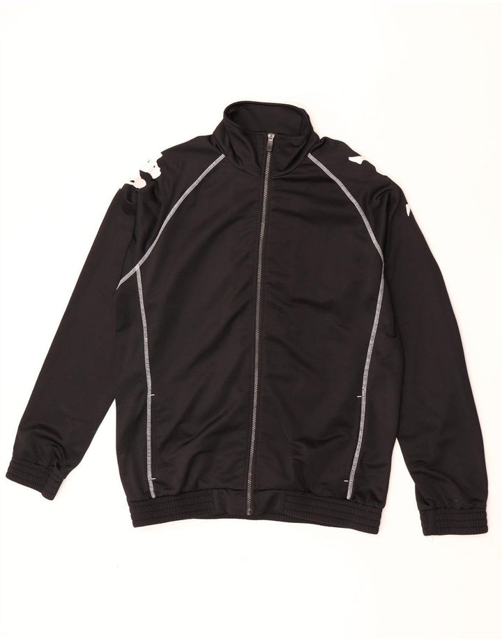 Kappa Mens Graphic Chándal Top Chaqueta Grande Negro Colorblock Poliéster