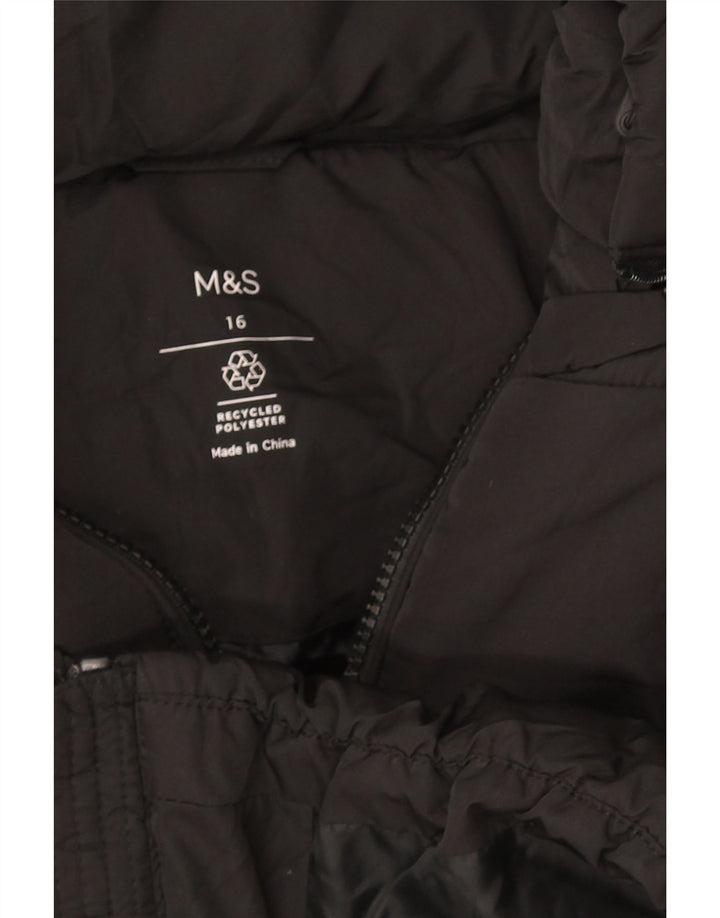 Marks & Spencer Chaqueta acolchada con capucha para mujer UK 46 Grande Poliéster negro