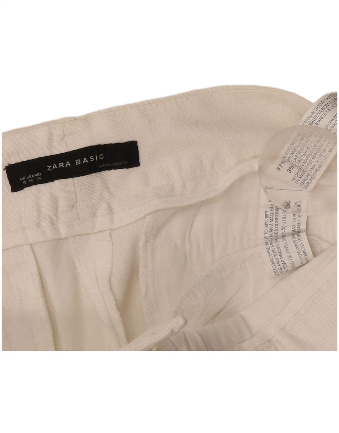 Zara Pantalones cortos chinos para mujer EU 40 Medium W30 Algodón blanco