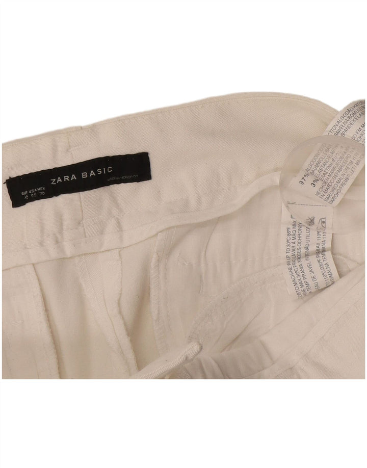 Zara Pantalones cortos chinos para mujer EU 40 Medium W30 Algodón blanco