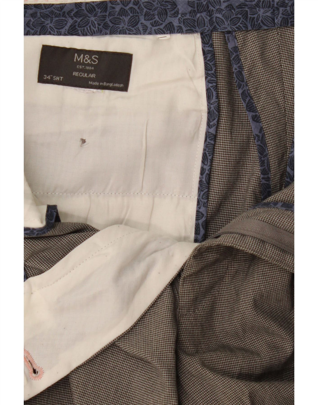 Marks & Spencer Pantalones de traje con pinzas para hombre W34 L29 Gris