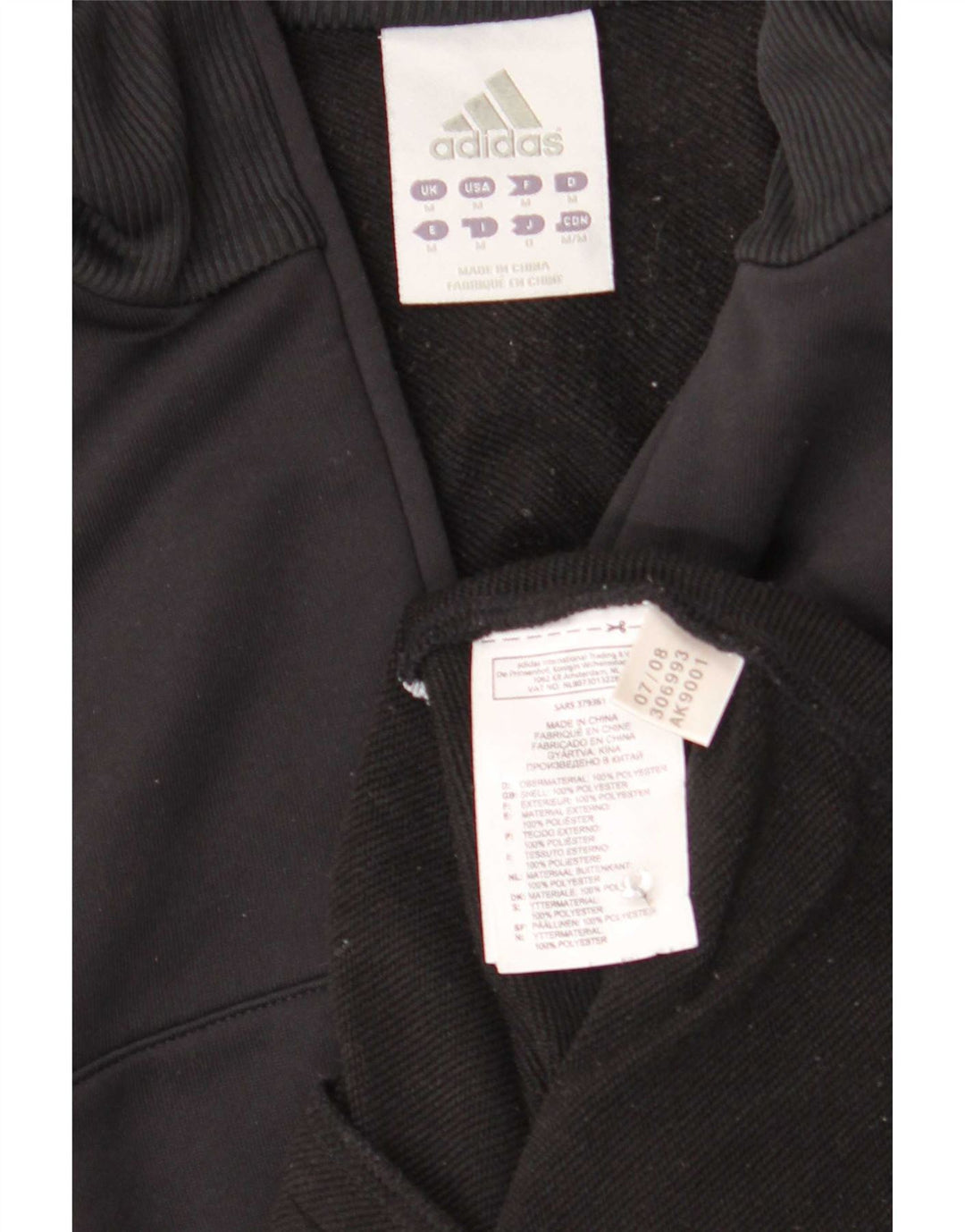 Adidas Hombre Chándal Top Chaqueta Mediano Negro Colorblock Poliéster