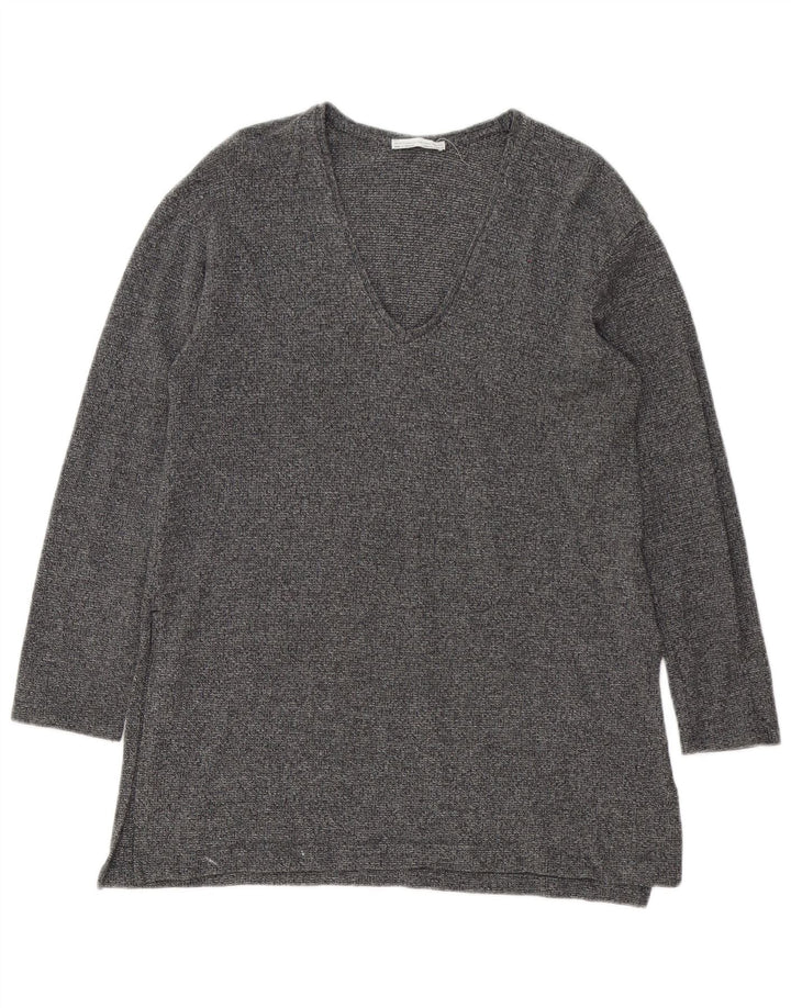 Zara Top Túnica De Manga Larga para Mujer UK 44 Grande Gris