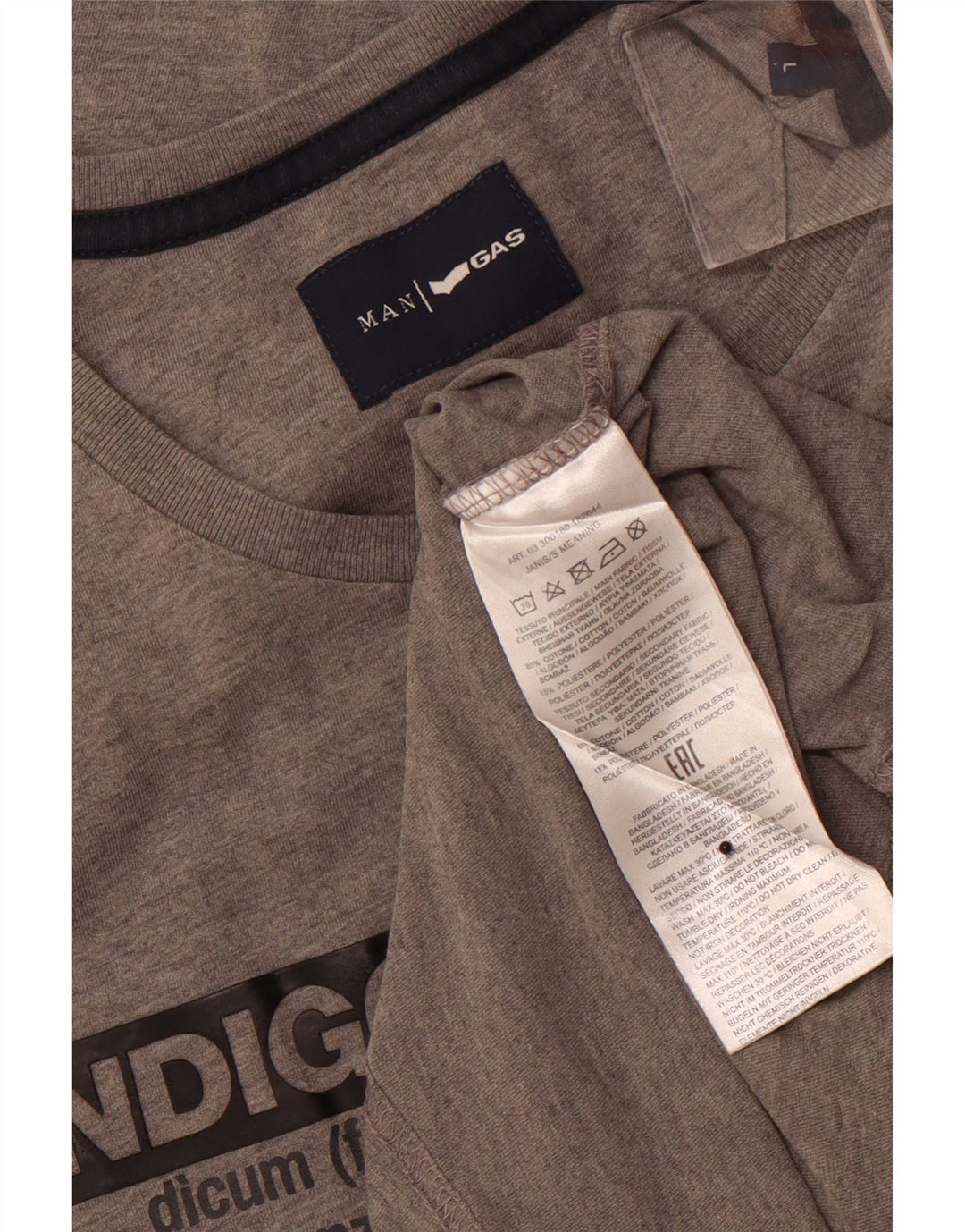 GAS Top gráfico para hombre de manga larga de algodón gris grande