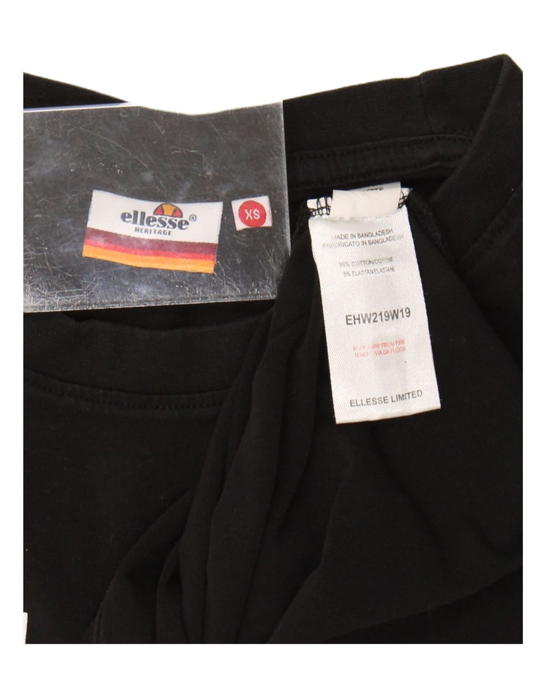 Ellesse Camiseta gráfica para mujer Top UK 4 XS Algodón negro