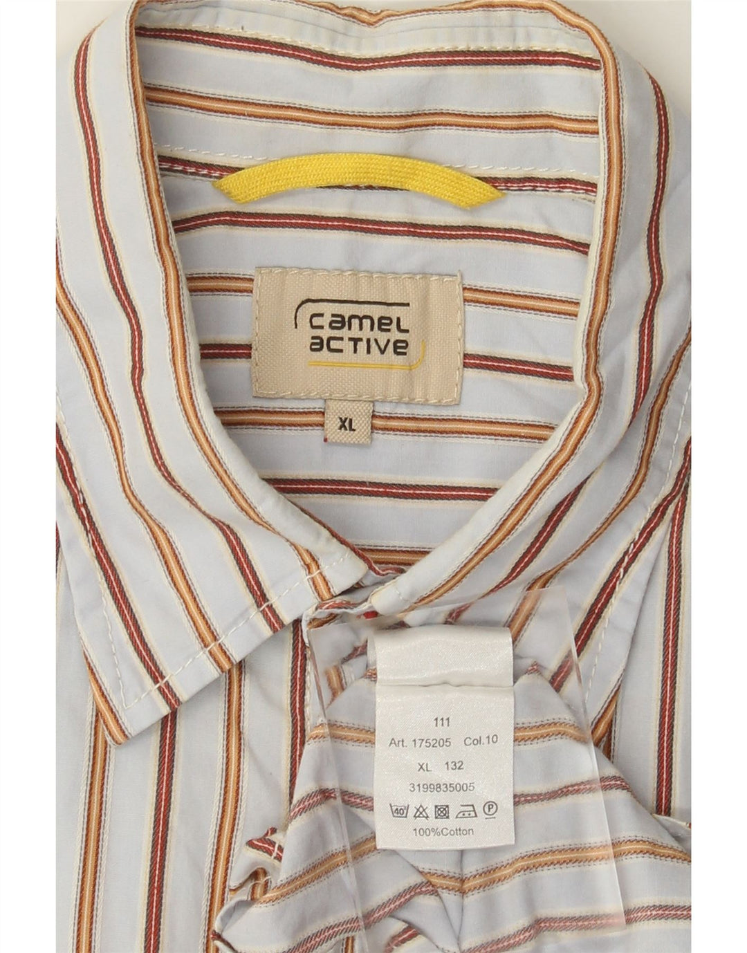 Camel Active Camisa Manga Corta Hombre XL Algodón Rayas Azul