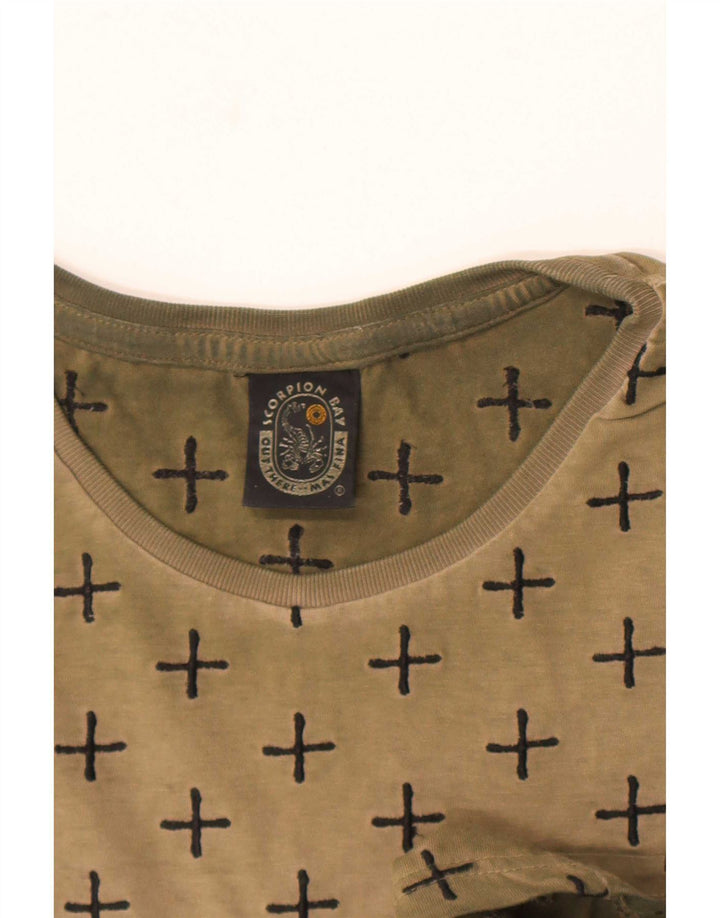 Scorpion Bay Camiseta con estampado abstracto para hombre Top de algodón caqui mediano