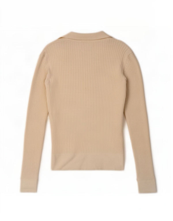 Marks & Spencer Suéter tipo jersey con cuello tipo polo para mujer UK 10 Small Off White
