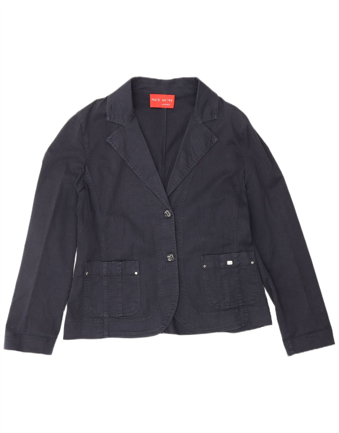 Perte by Krizia Chaqueta tipo blazer de 2 botones para mujer UK 44 Grande Algodón azul marino