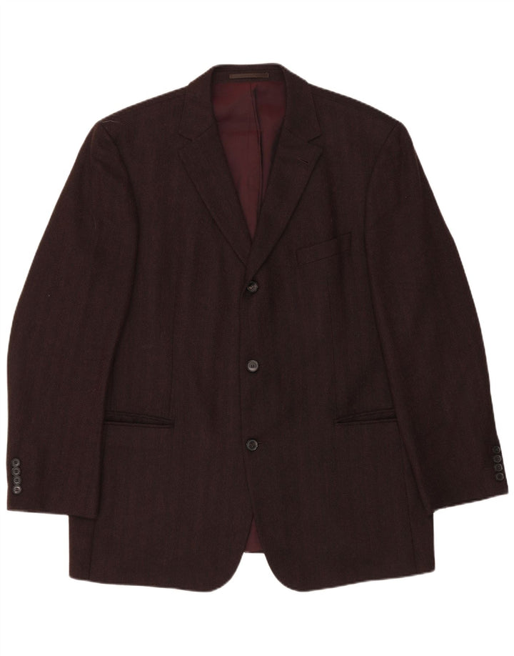 Hugo Boss Chaqueta tipo blazer de 3 botones para hombre EU 51 Large Brown Herringbone